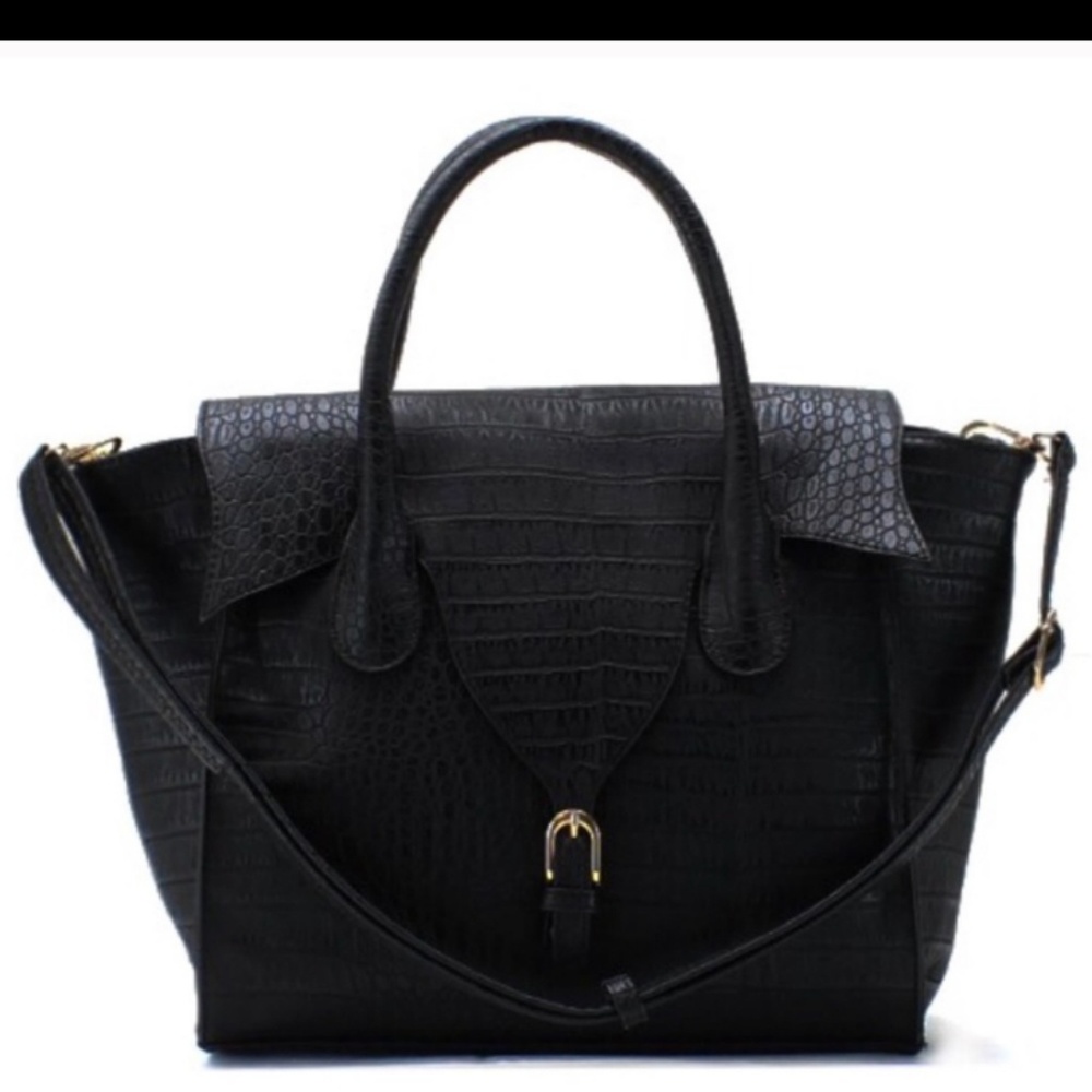 !!! Black leather satch handbag